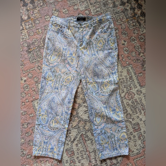 Charter Club Paisley Ankle Cropped Jeans Cotton Summer Resort Size 8 Pants - Picture 6 of 8
